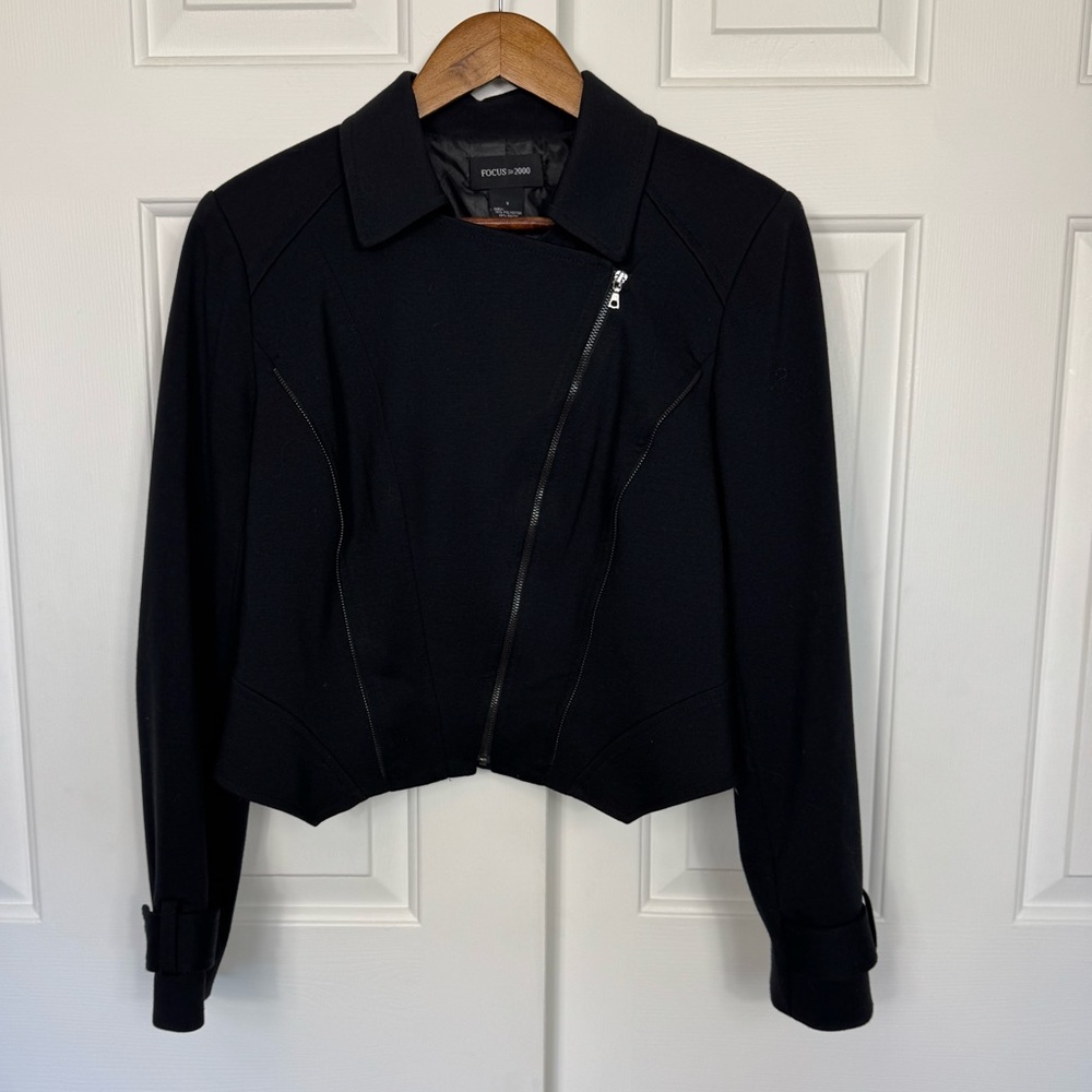 Focus‎ 2000 Women’s Black Moto Style Jacket Size 8